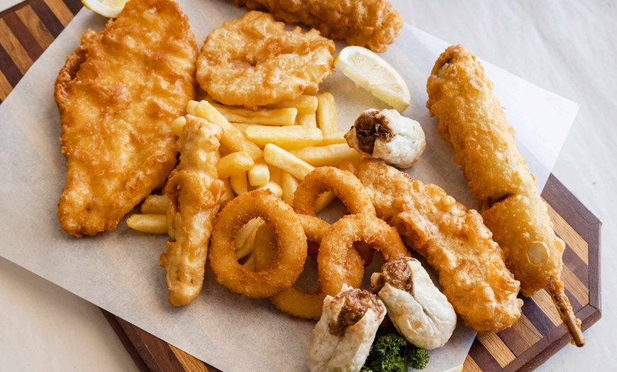 Image 2: Deluxe Or Premium Seafood Platter at Tribeca Village Fish And Chips