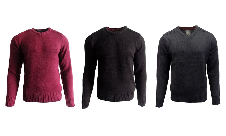 Image 1: Men's V-Neck Knitted Jumper 
