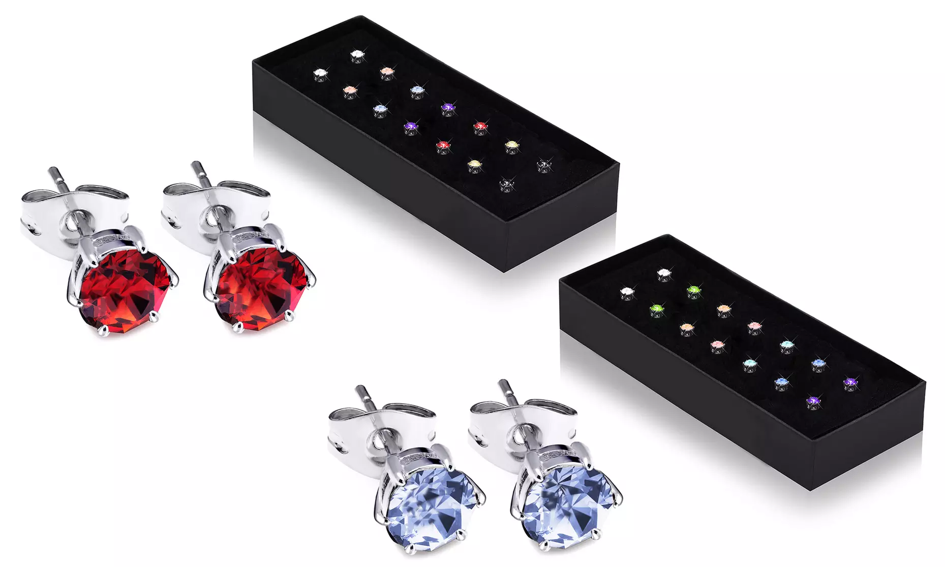 Coffret de 7 paires de boucles d'oreilles rondes de la marque OMGJewel, ornées de cristaux Swarovski® - Primary Image