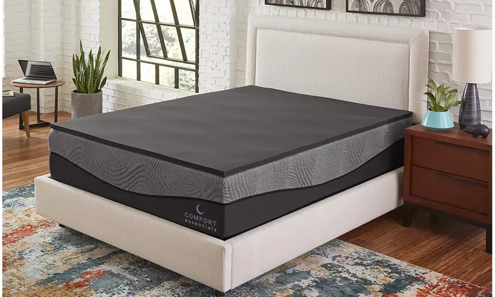 Comfort Essentials 1" Ebonite Charcoal-Infused Memory-Foam Mattress Topper - Primary Image