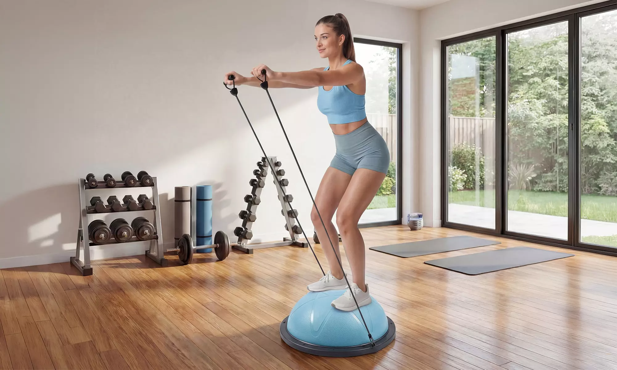 Centra Half Balance Ball Trainer with Resistance Bands