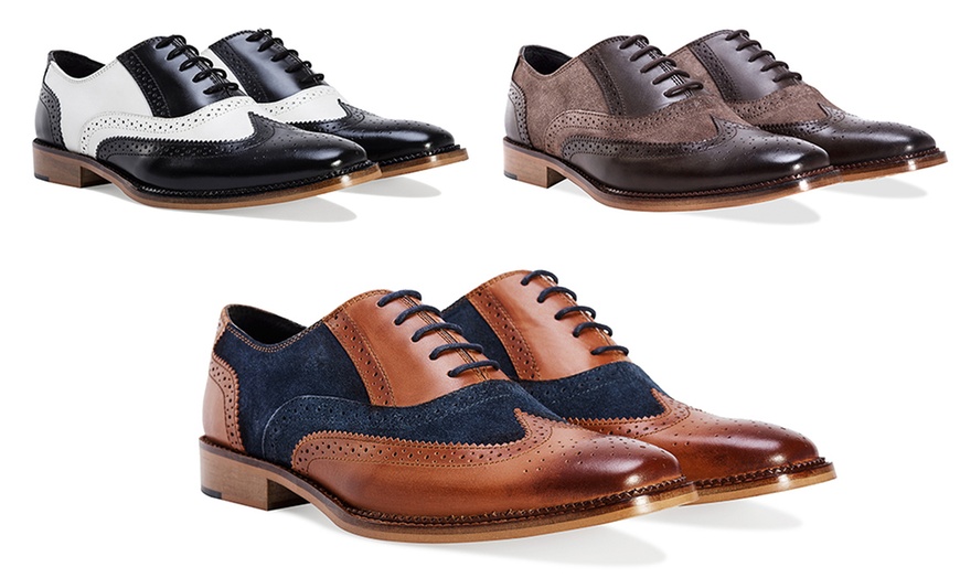 Image 1: Two Tone Leather Oxford Brogues