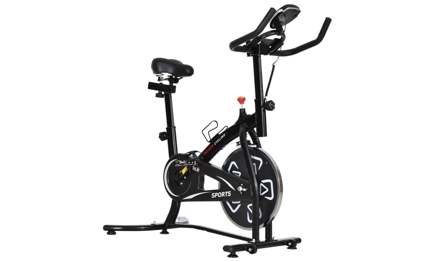 Image 1: HomCom Indoor Stationary Exercise Bike