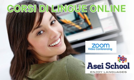Una lezione di lingue da 45 minuti con teacher in webcam via Zoom, offerta da Asei School (sconto 89%)