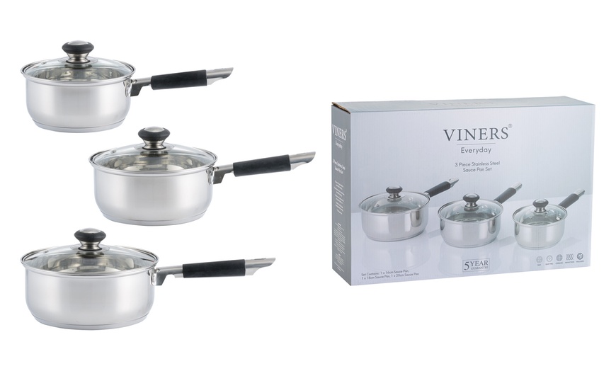 Image 1: Viners Three-Piece Saucepan Set