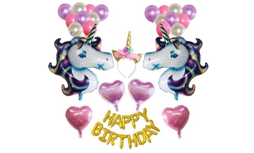 Image 7: Unicorn Balloon Party Set