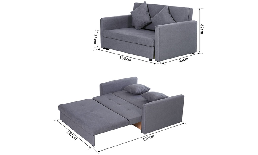 Image 6: HomCom Three-in-One Sofa Bed