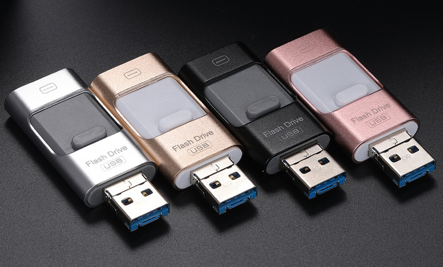 Image 1: 3-in-1 Lightning USB Flash Drive