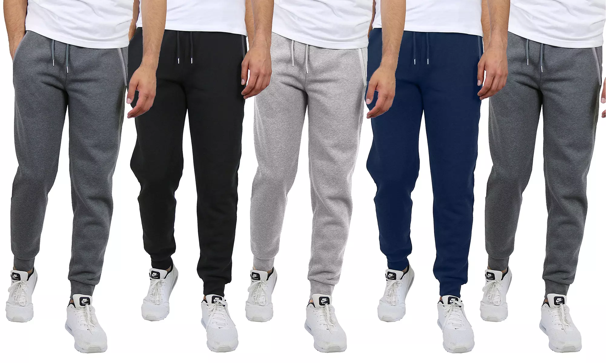 Men's Slim-Fit Joggers with Zipper Pockets (S-2XL; 5-Pack) - Second Medium