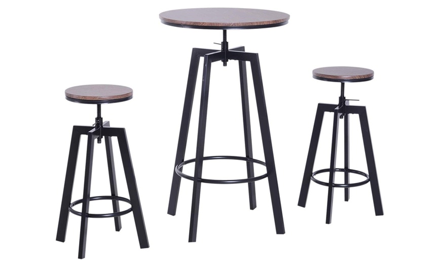 Image 2: Homcom Bar Stools and Table Set