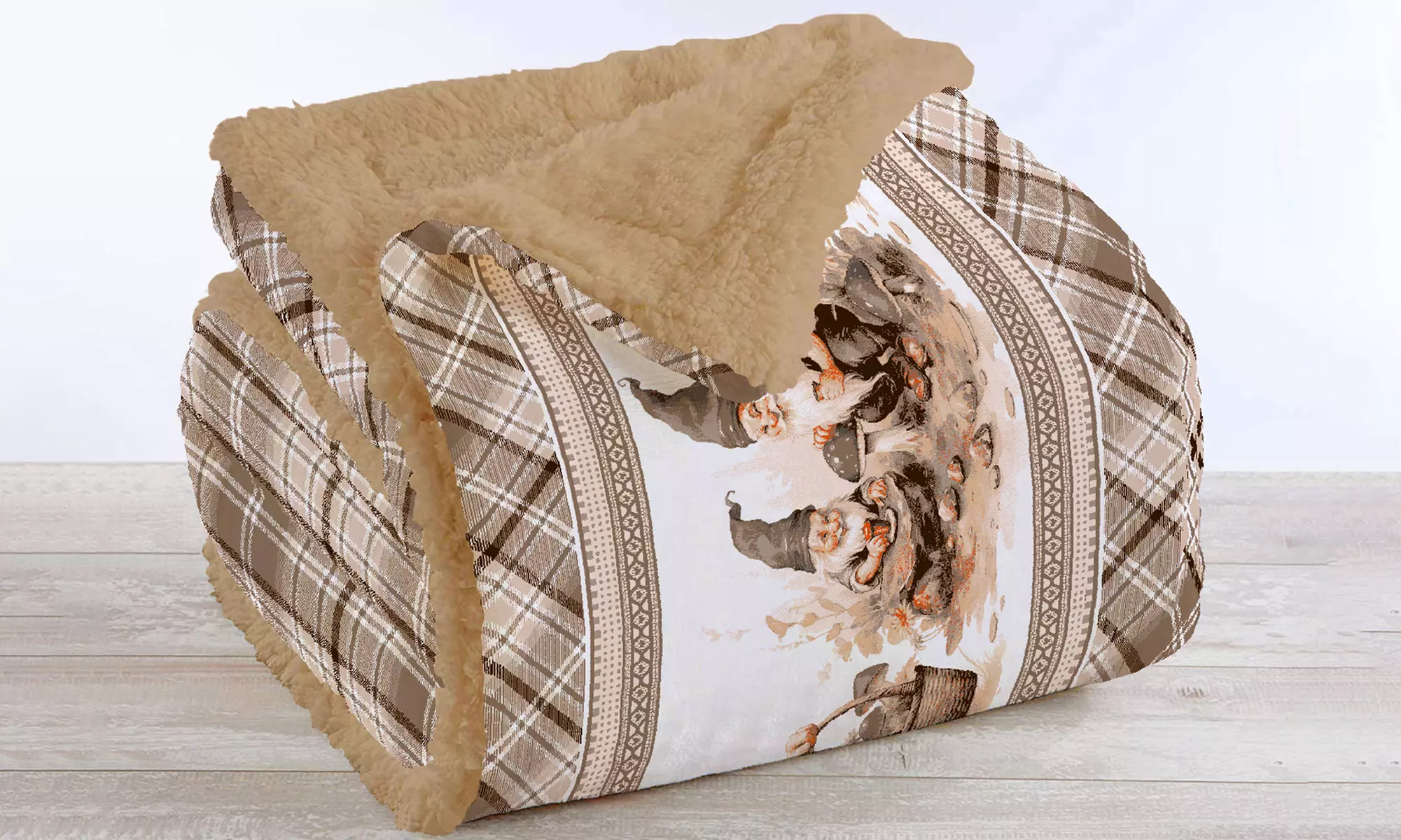 Plaid réversible en sherpa et microfibre, dimensions et motif au choix - Primary Image