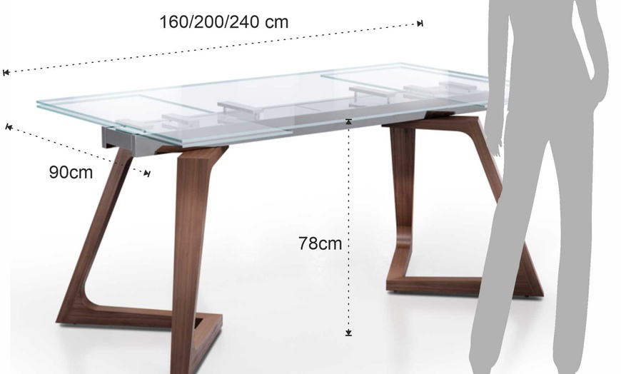 Image 6: Tavolo allungabile Tomasucci in legno massello e vetro temprato