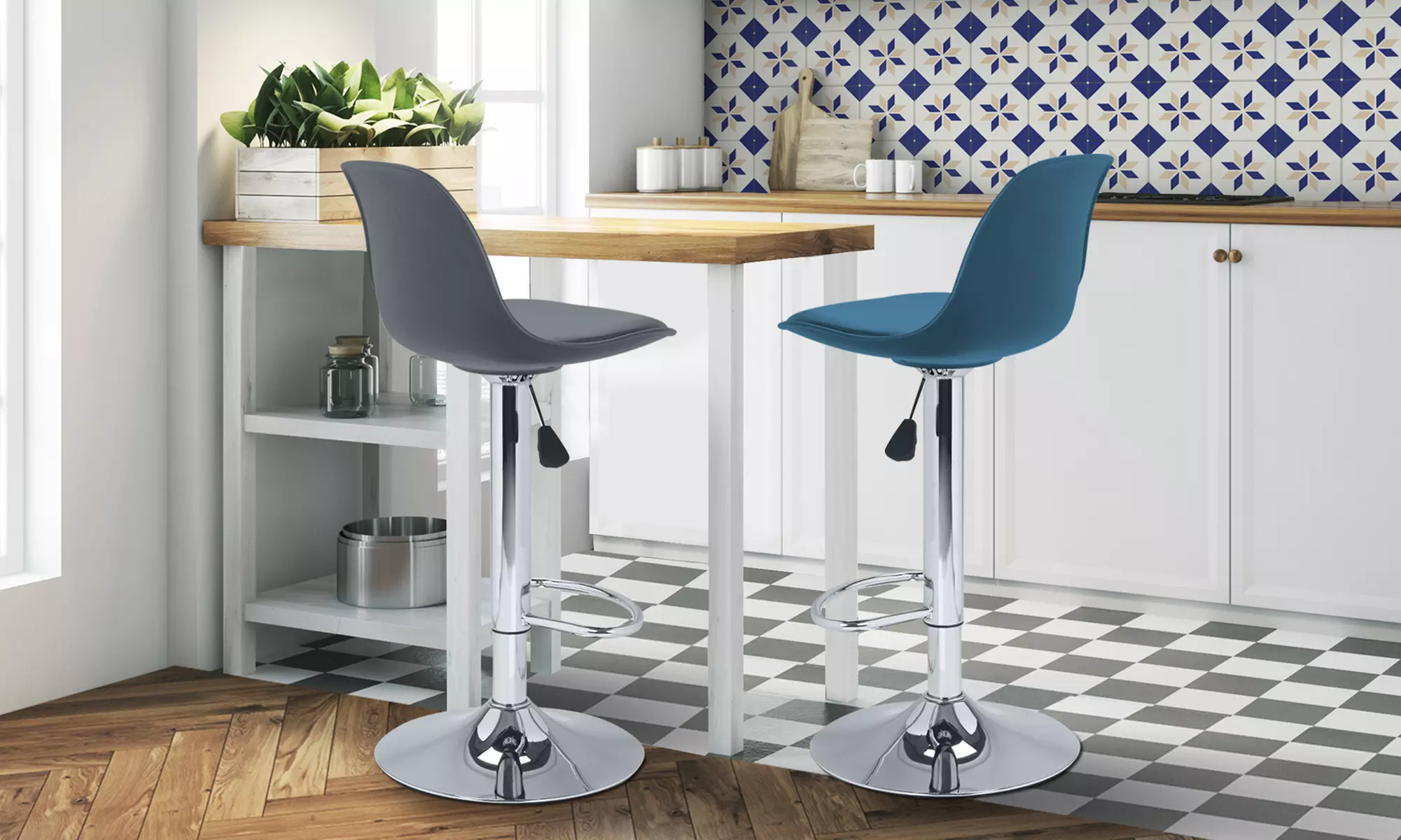 Lot de 2 tabourets, assise mousse - Primary Image