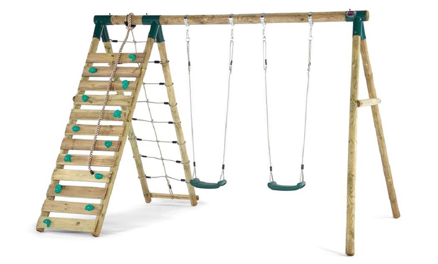 Image 14: Plum Wooden Swing Set