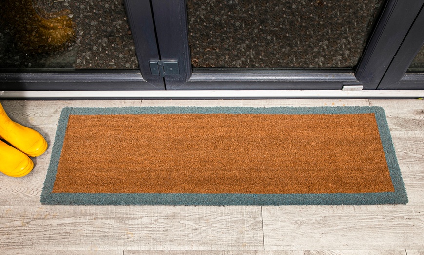 Image 1: Natural Coir Runner Mat with Rubber Backing