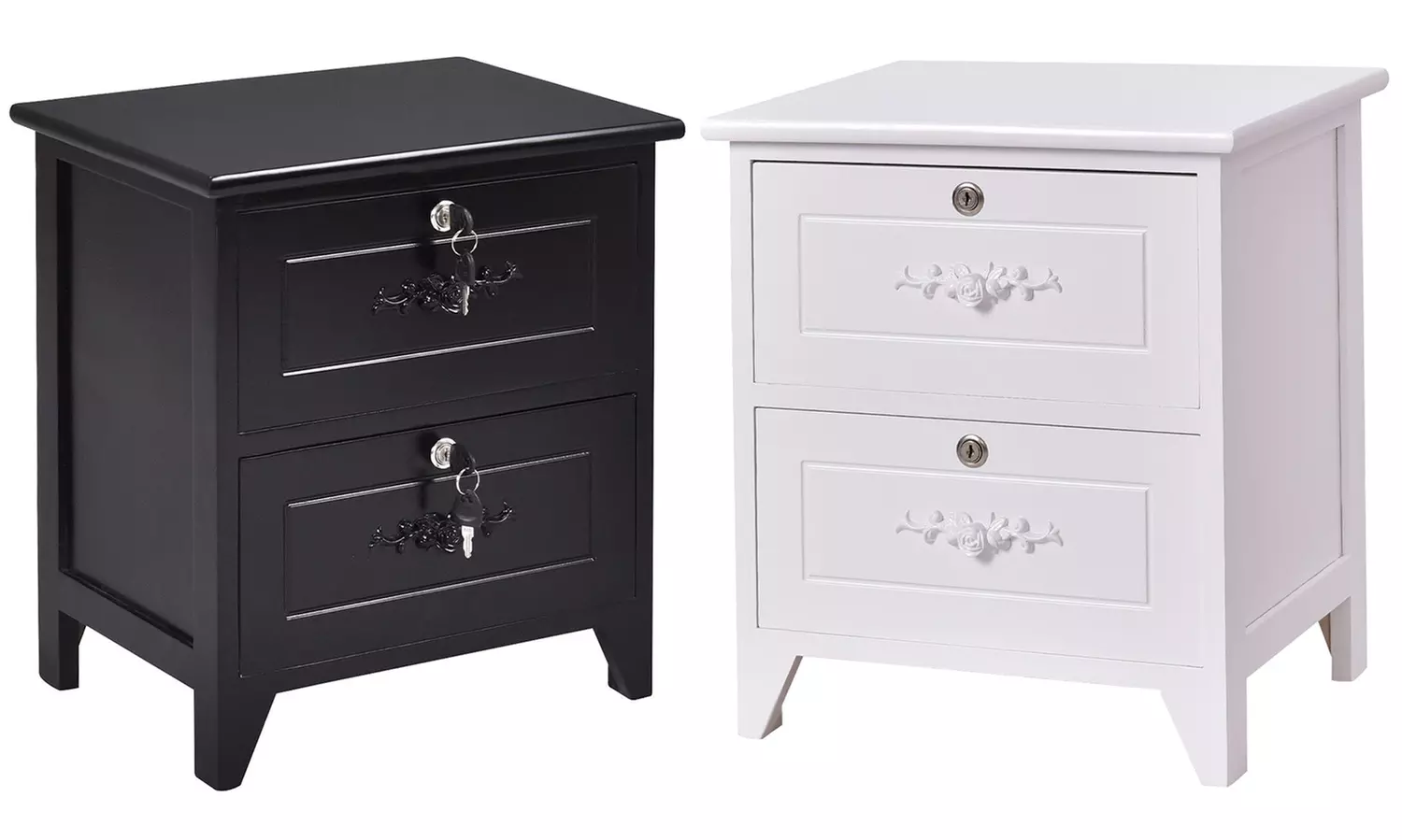 Costway Solid Wood Night Stand with Locking Drawers (1- or 2-Pack) - Primary Image