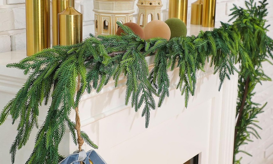 Image 6: Christmas Norfolk Pine Garland Rattan Greenery Garland