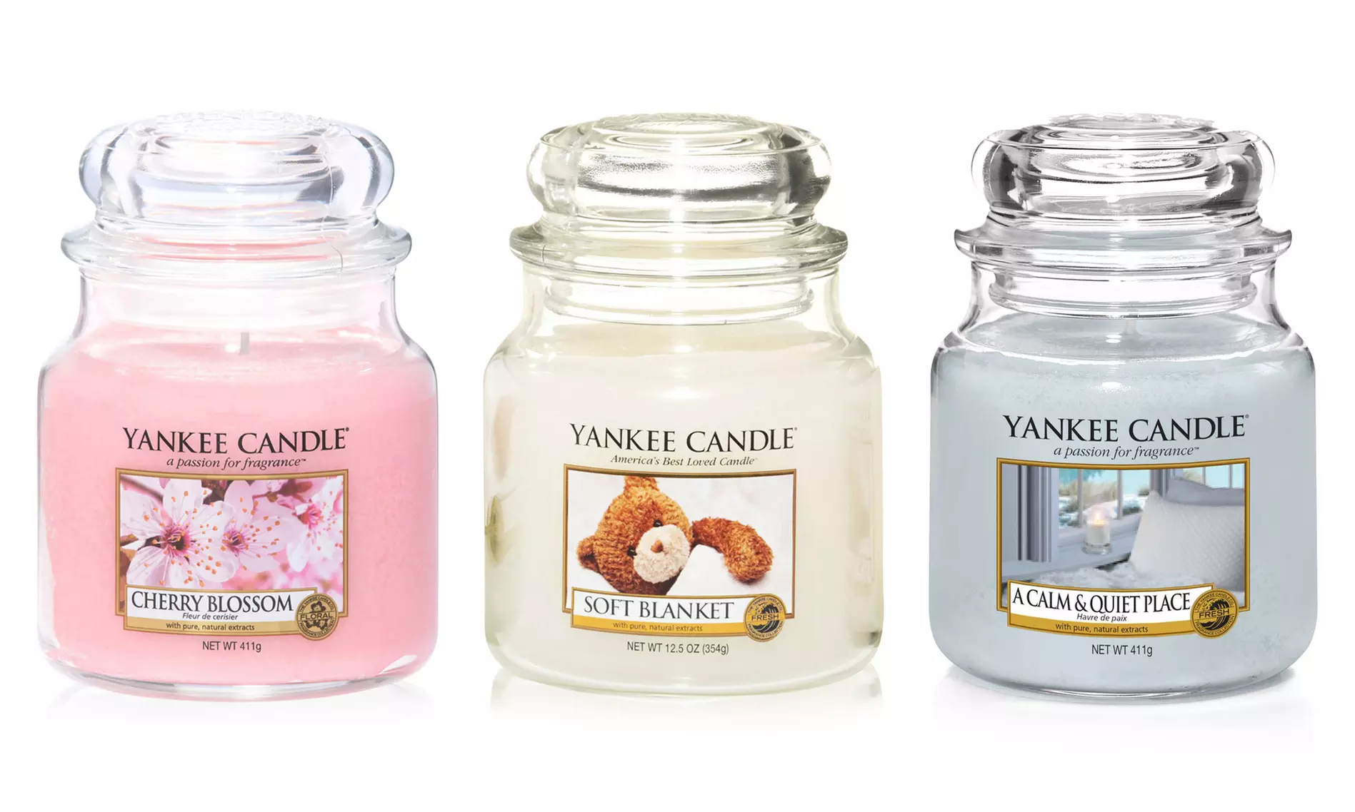 Lot de 3 ou 4 bougies Yankee Candle en pots, taille moyenne - Primary Image