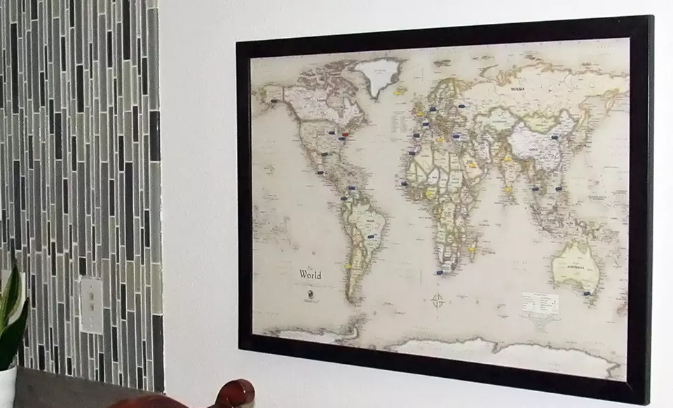 USA & World Magnetic Pin Travel Maps - Second Medium