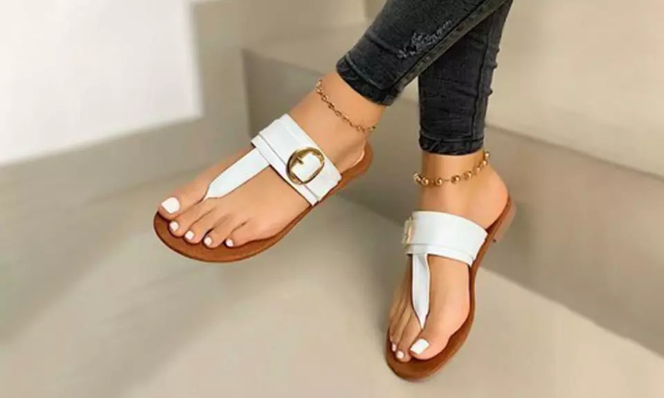 Mules plates à boucle dorée - Second Medium