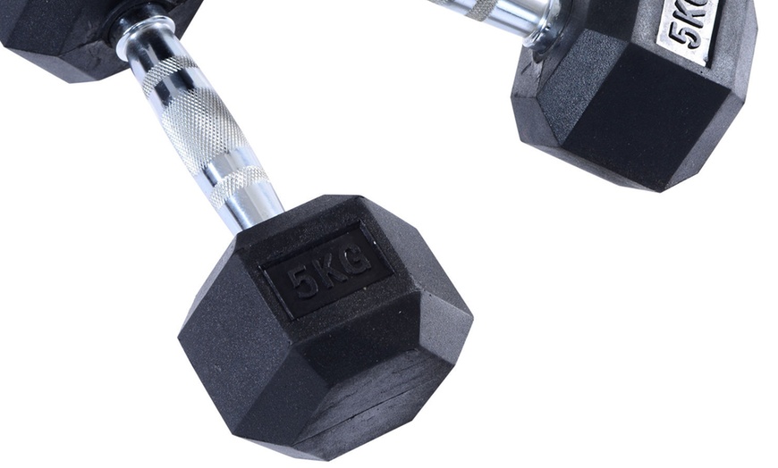 Image 50: Rubber Hexagonal Dumbbells