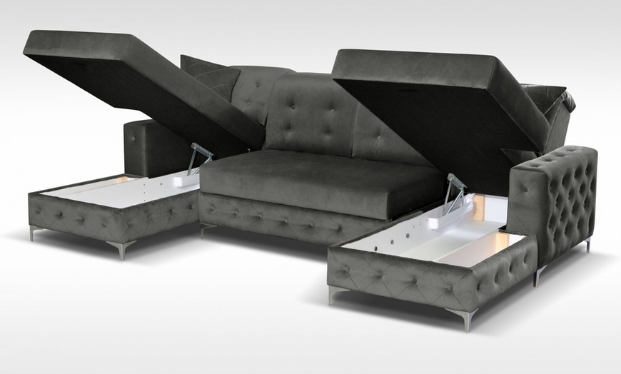 Image 6: Plush Velvet Sofa Bed