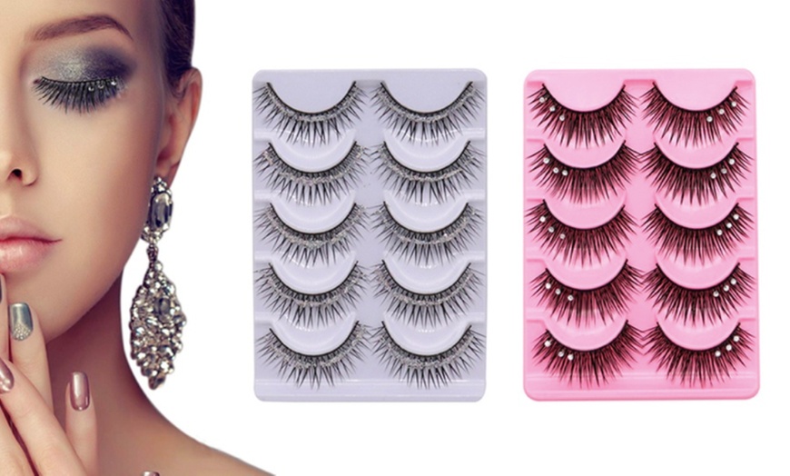 Image 1: False Eyelashes with Sequins Set