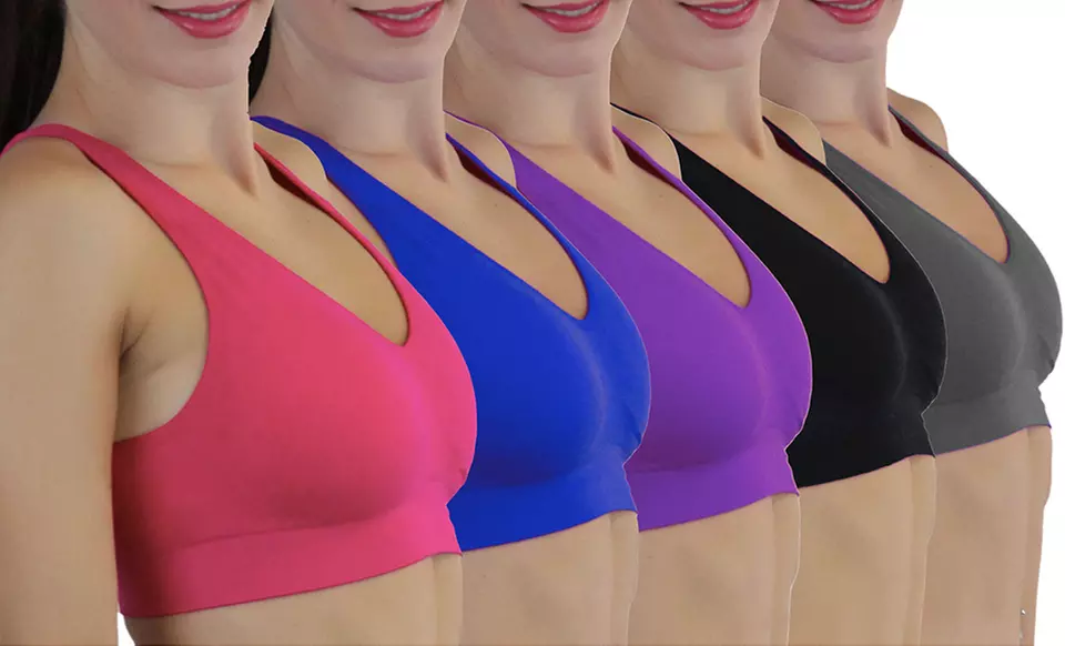 Women's Padded Sports Bra in Regular and Plus Size (6-Pack) - Primary Image