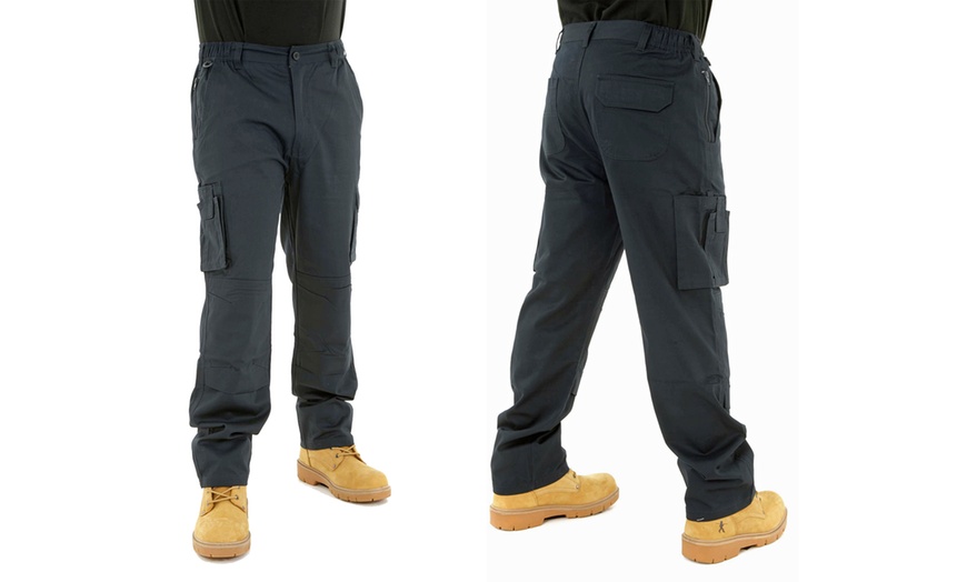 Image 1: Mens Navy Blue Cargo Work Trousers
