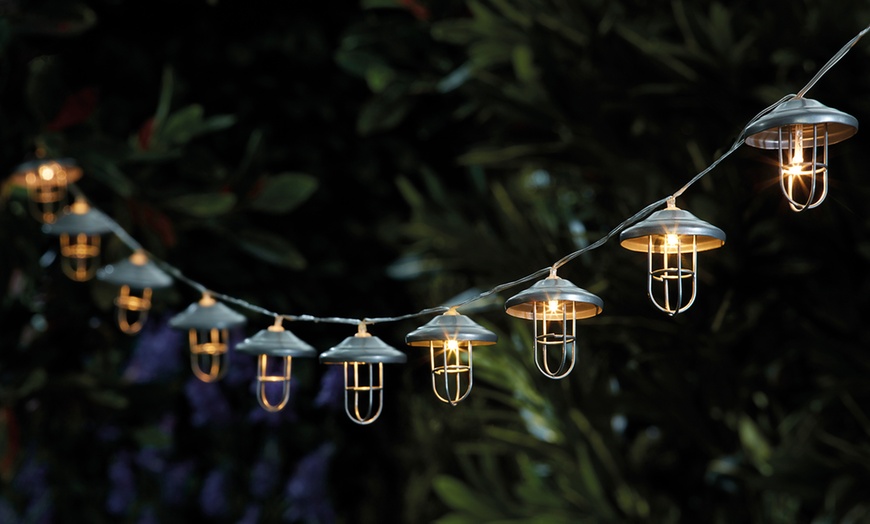 Image 1: Metal Lantern Solar String Lights