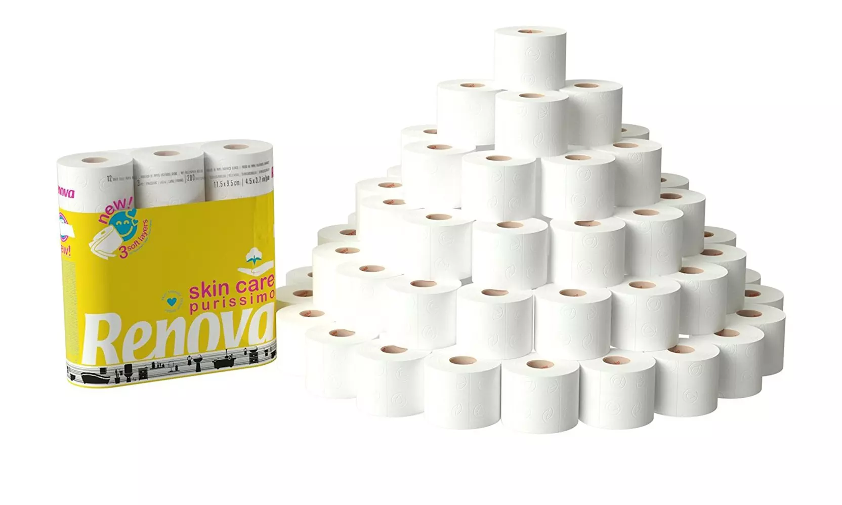 60 or 120 Rolls of Renova Skin Care Purissimo Soft 3-Ply Toilet Paper - Primary Image