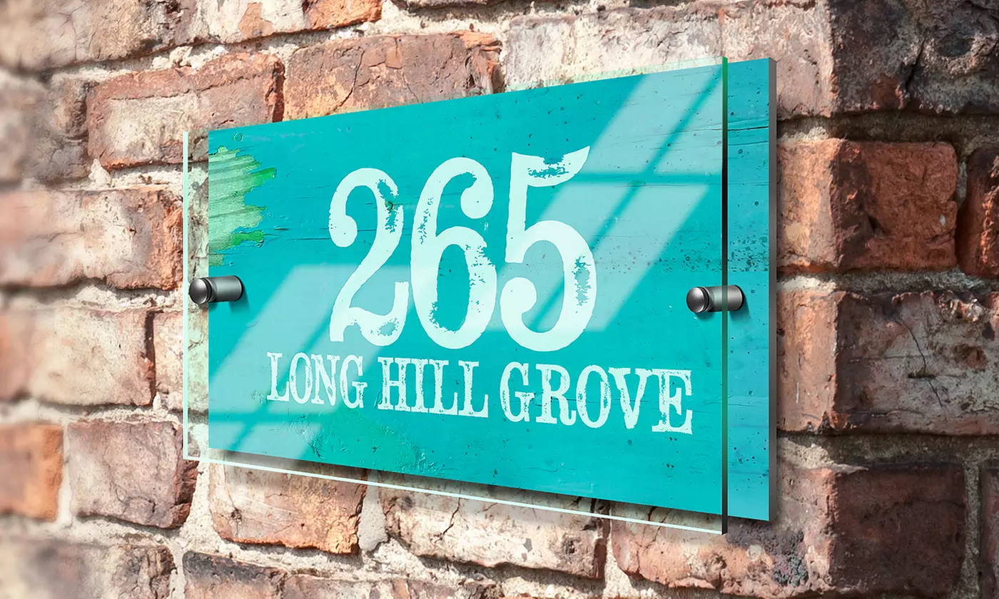 Custom 6”x 8” Standard or Acrylic Front Metal House Signs from Fabness (Up to 63% Off) - Primary Image