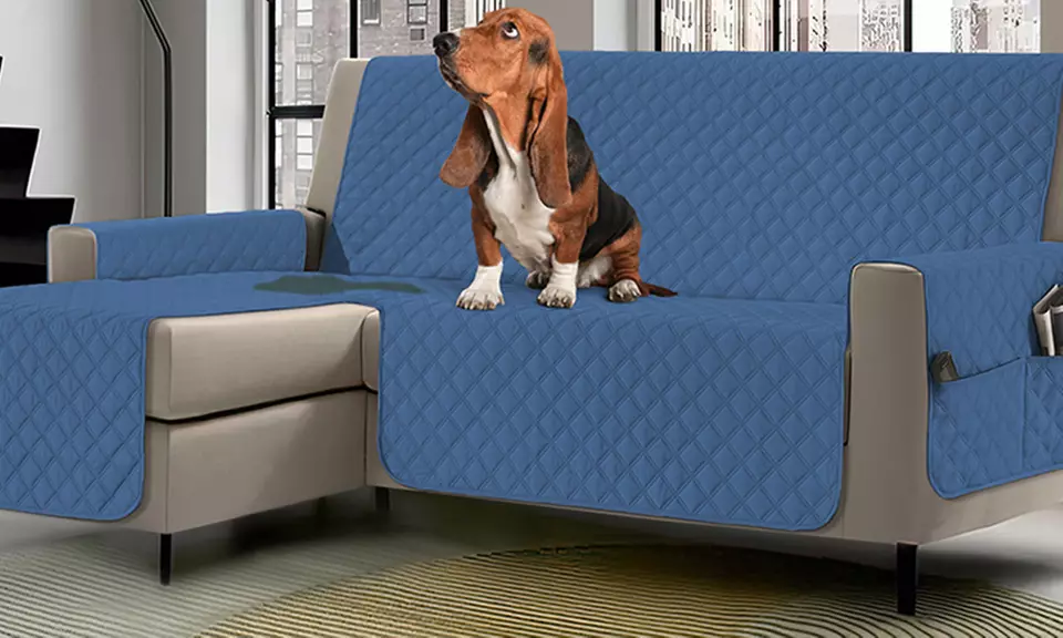 Copridivano con penisola impermeabile con tasche porta oggetti