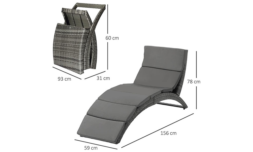 Image 19: Outsunny Rattan Sun Lounger in choice of colours 