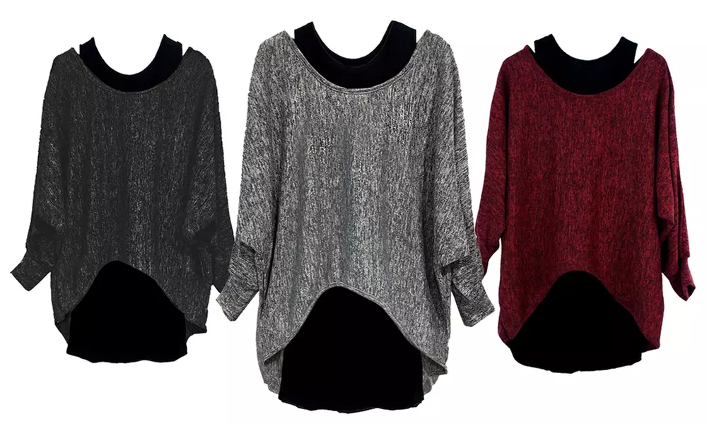 One or Two Oversized Pullover with Tank Top - Primary Image