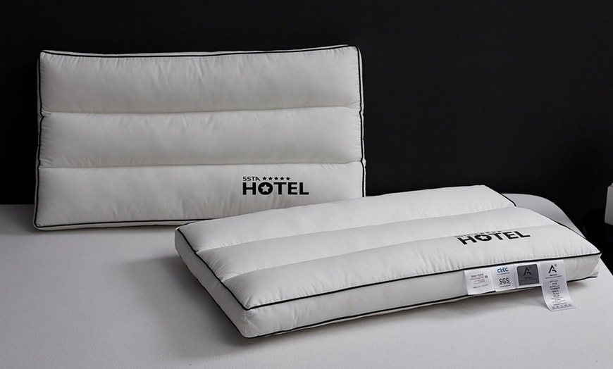 Image 18: 100% Cotton Five Star Hotel Pillow 2 Pack Set