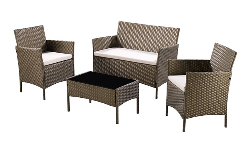 Image 20: 4-Piece Rattan-Effect Lounge Set