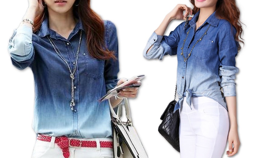 Image 1: Women's Ombre Denim Shirt