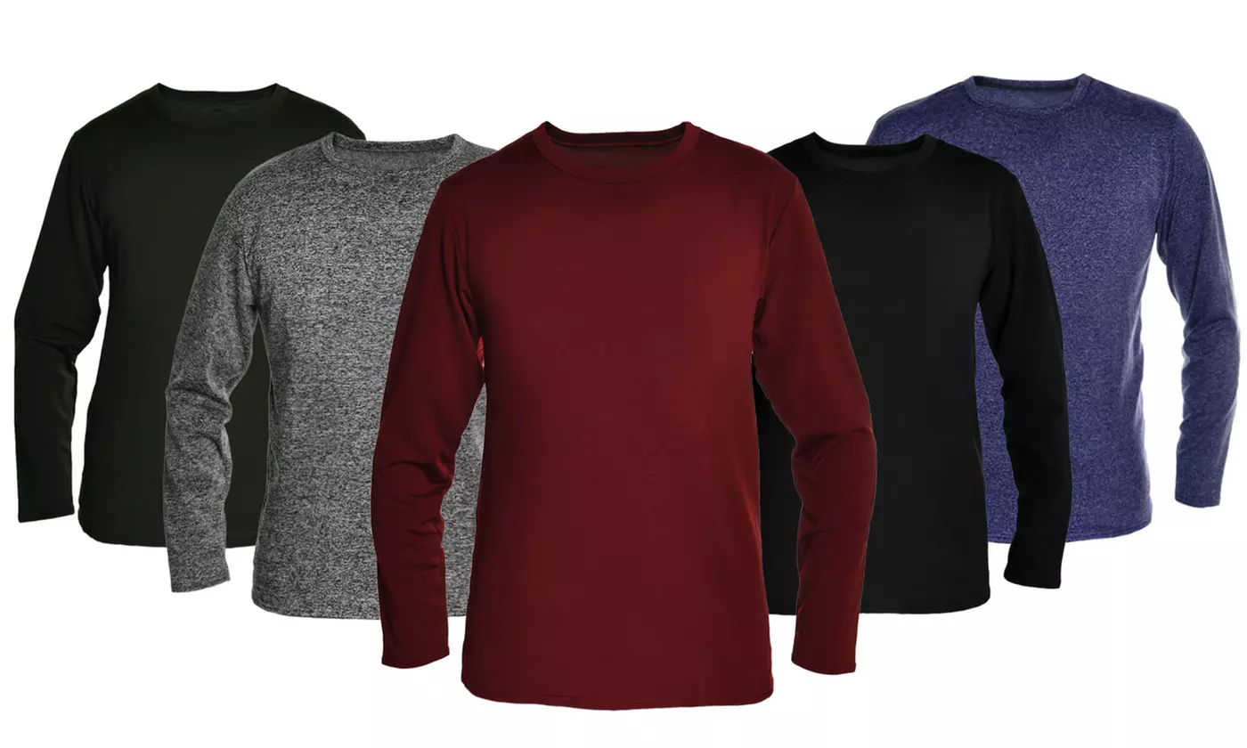 3-Pack Men's Fleece-Lined Long-Sleeve Thermal Tops (S-4XL) - Primary Image