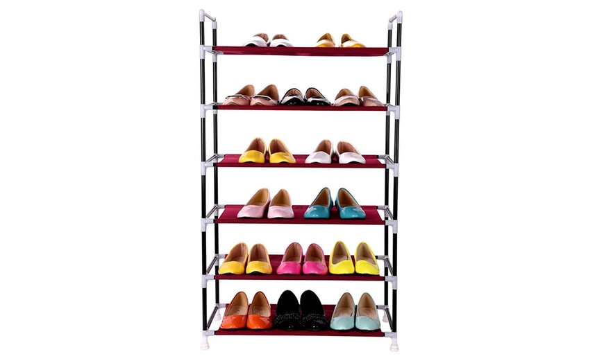 Image 16: Canvas Shelved Shoe Storage Unit