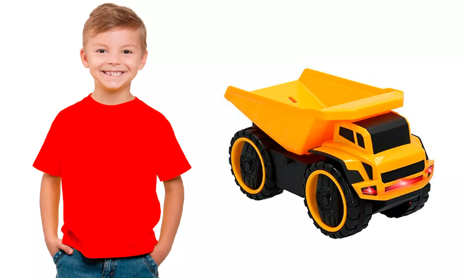 Camion benne de chantier électrique avec jeu de lumières et sons pour enfant - Primary Image