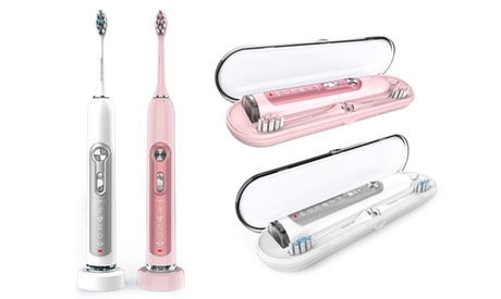 Fino a 12 testine di ricambio e spazzolino elettrico per la pulizia dentale disponibile in 2 colori