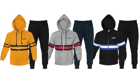 Tuta da uomo Diadora in cotone felpato, disponibile in 3 colori e varie taglie