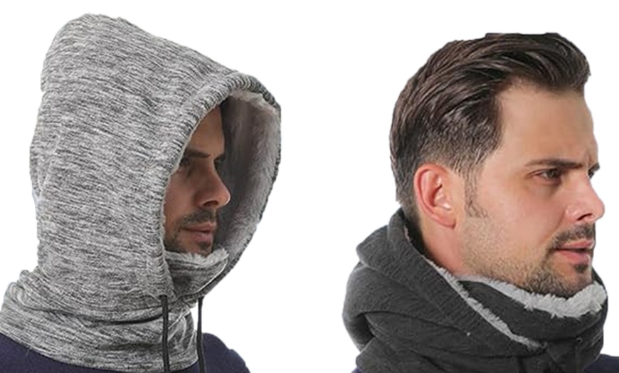 Image 2: Warm and Adjustable Hooded Fleece Lined Balaclava