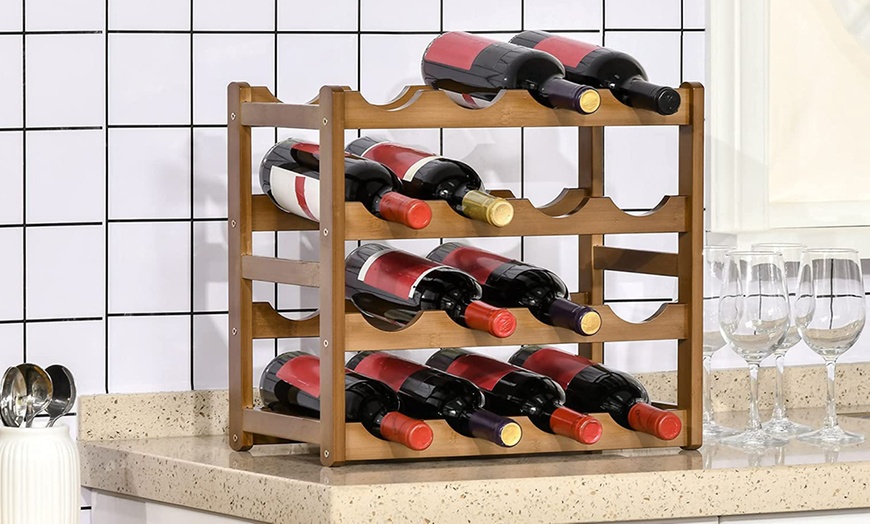 Image 8: HomCom Free-Standing Bamboo Wine Rack