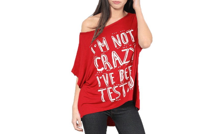 Image 9: Slogan Oversized Batwing Sleeve T-Shirt