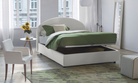 Letto Luna tessuto disponibile in 3 colori e 4 misure con o senza materasso