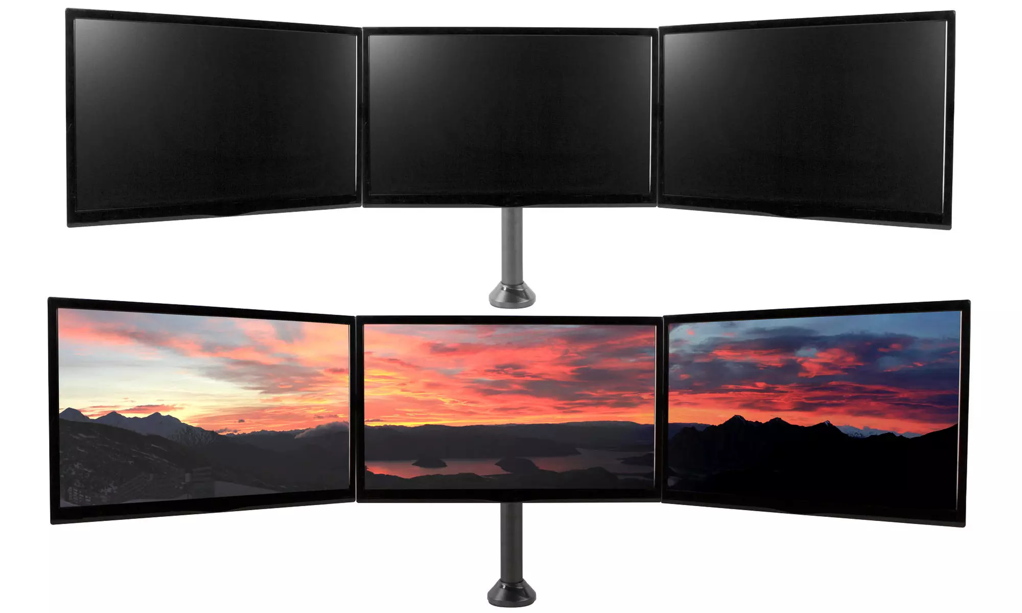 Seneca SD13 Triple Monitor Desktop Mount - Primary Image
