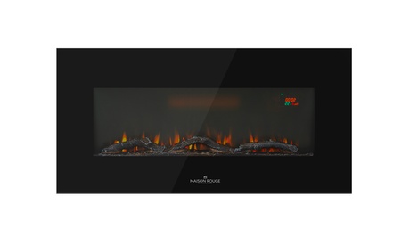 Camino Elettrico a muro o da terra in Vetro Wintem con retroilluminazione e telecomando