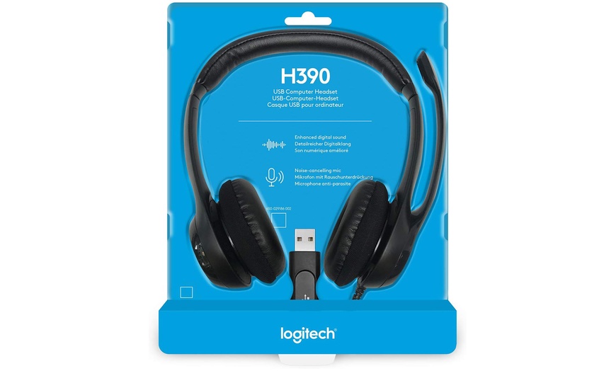 Image 4: Logitech H390 Wired Headset - Noise-Cancelling Mic, USB-A